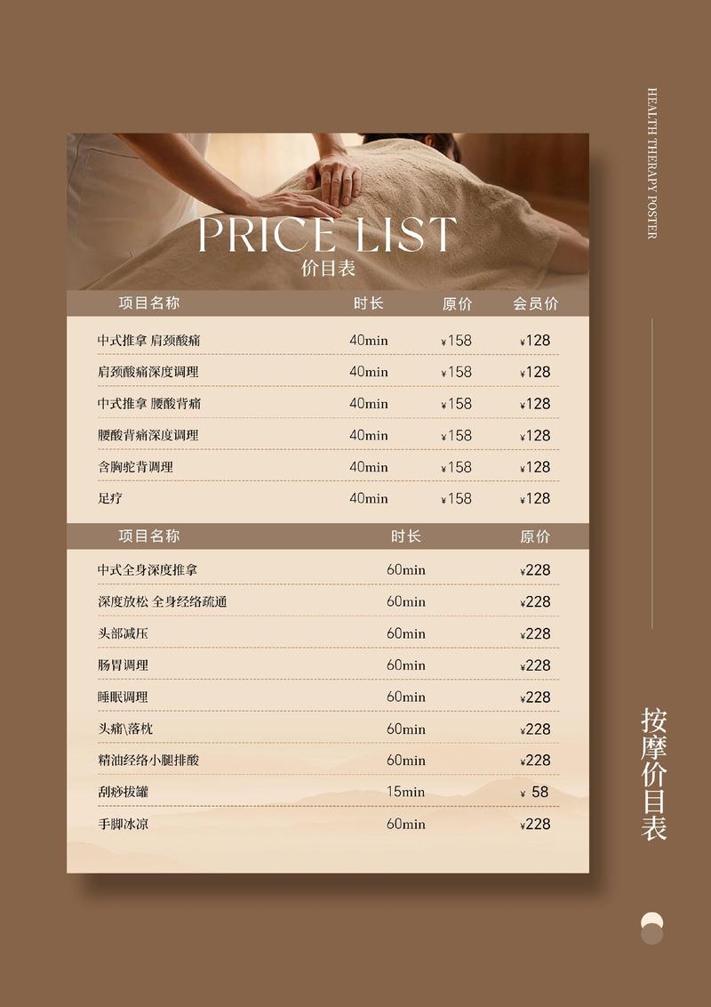 人全身推拿价目表