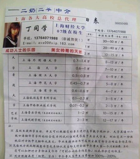 上海怎么找学堂里接私活的女生