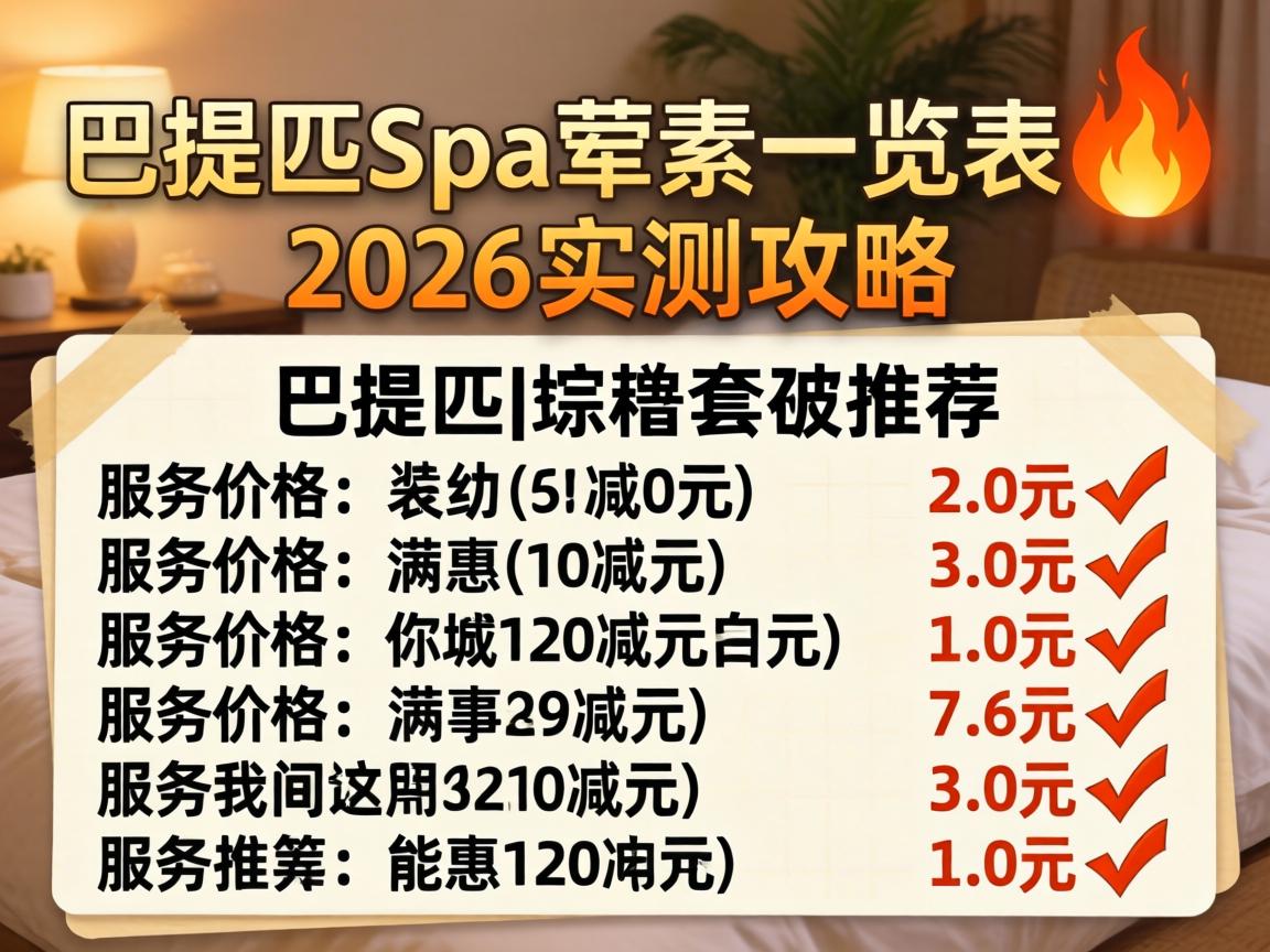 芭提雅spa荤素一览表?2026实测攻略|效劳价格与推荐?
