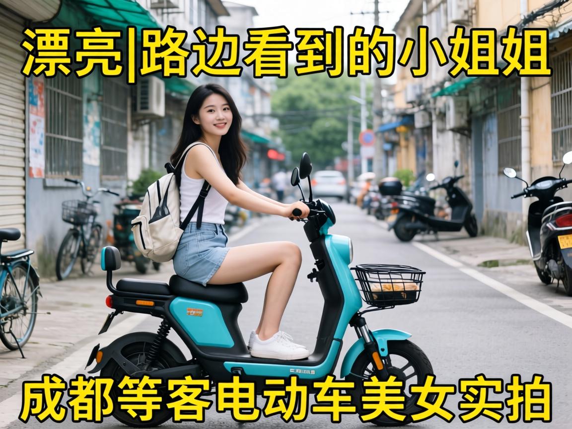 坐在电动车上等客的漂亮|路边看到的小姐姐|成都等客电动车美女实拍