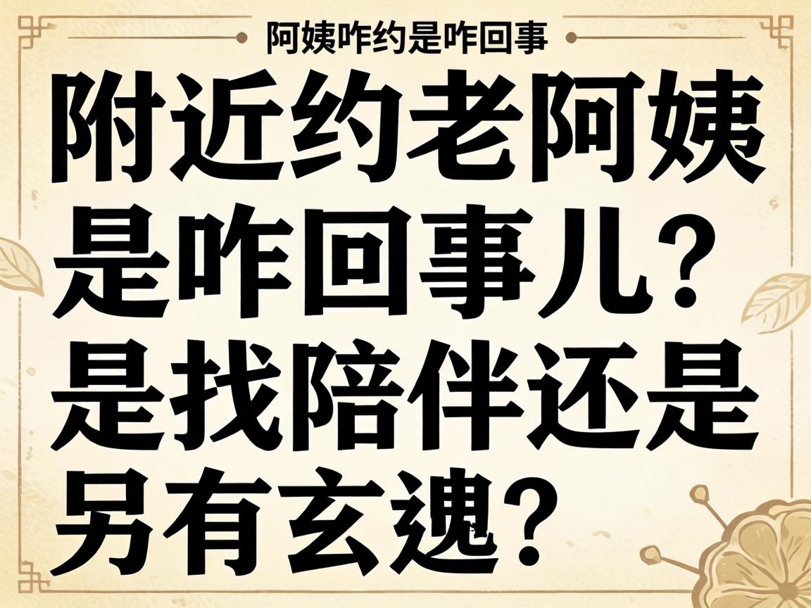 附近约老阿姨是咋回事儿?是找陪伴还是另有玄机?