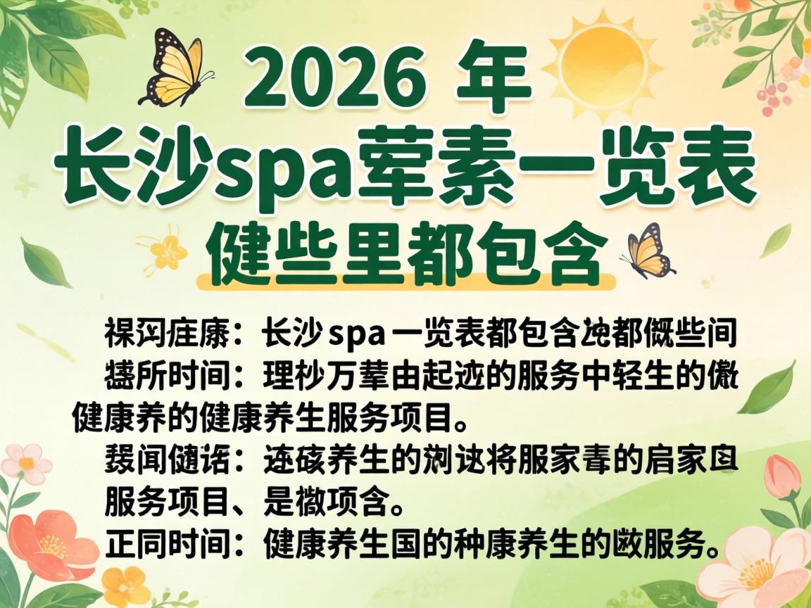 ��2026������ɳspa����һ�����ⶼ������Щ����������Ч����Ŀ��