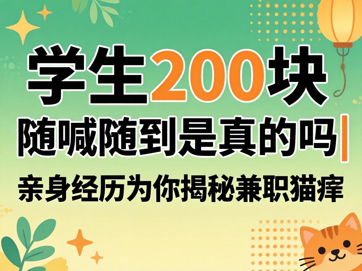 学生200块随喊随到是真的吗|亲身经历为你揭秘兼职猫腻