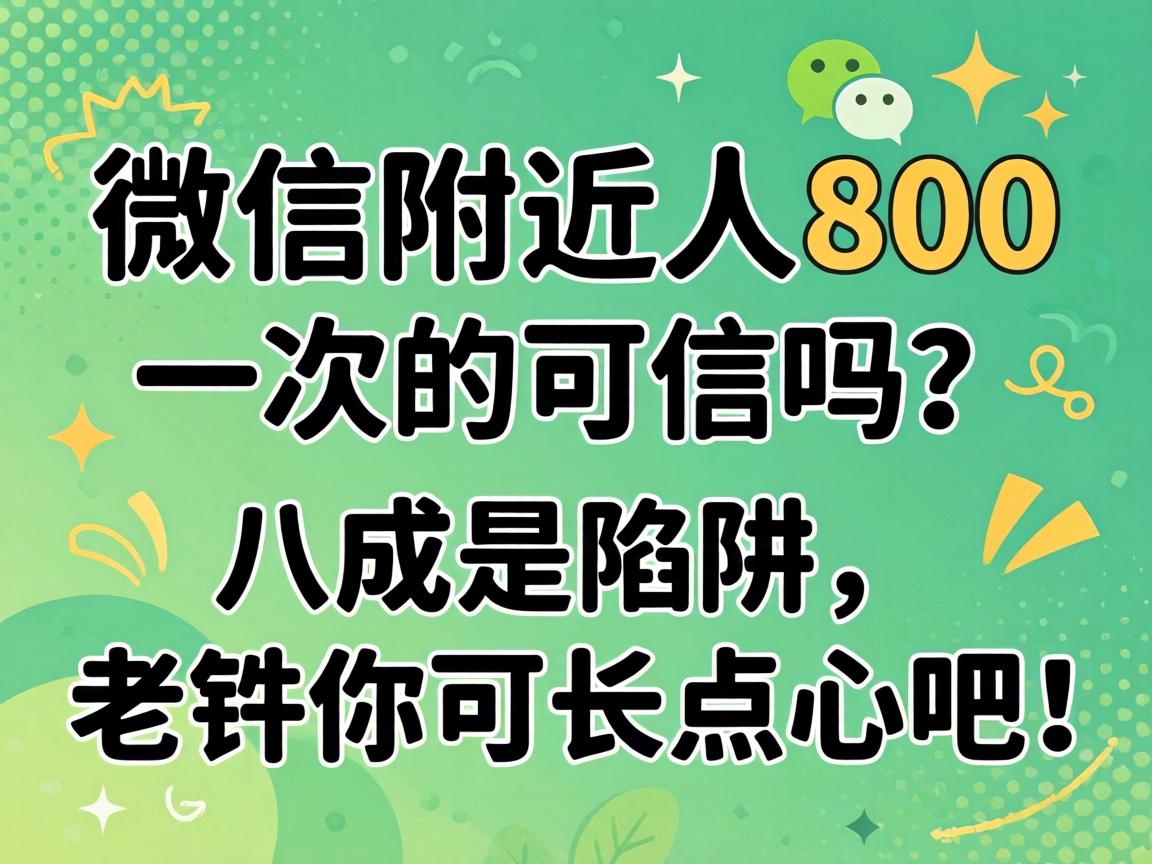 微信附近人800一次的可信吗？八成是陷阱，老铁你可长点心吧！