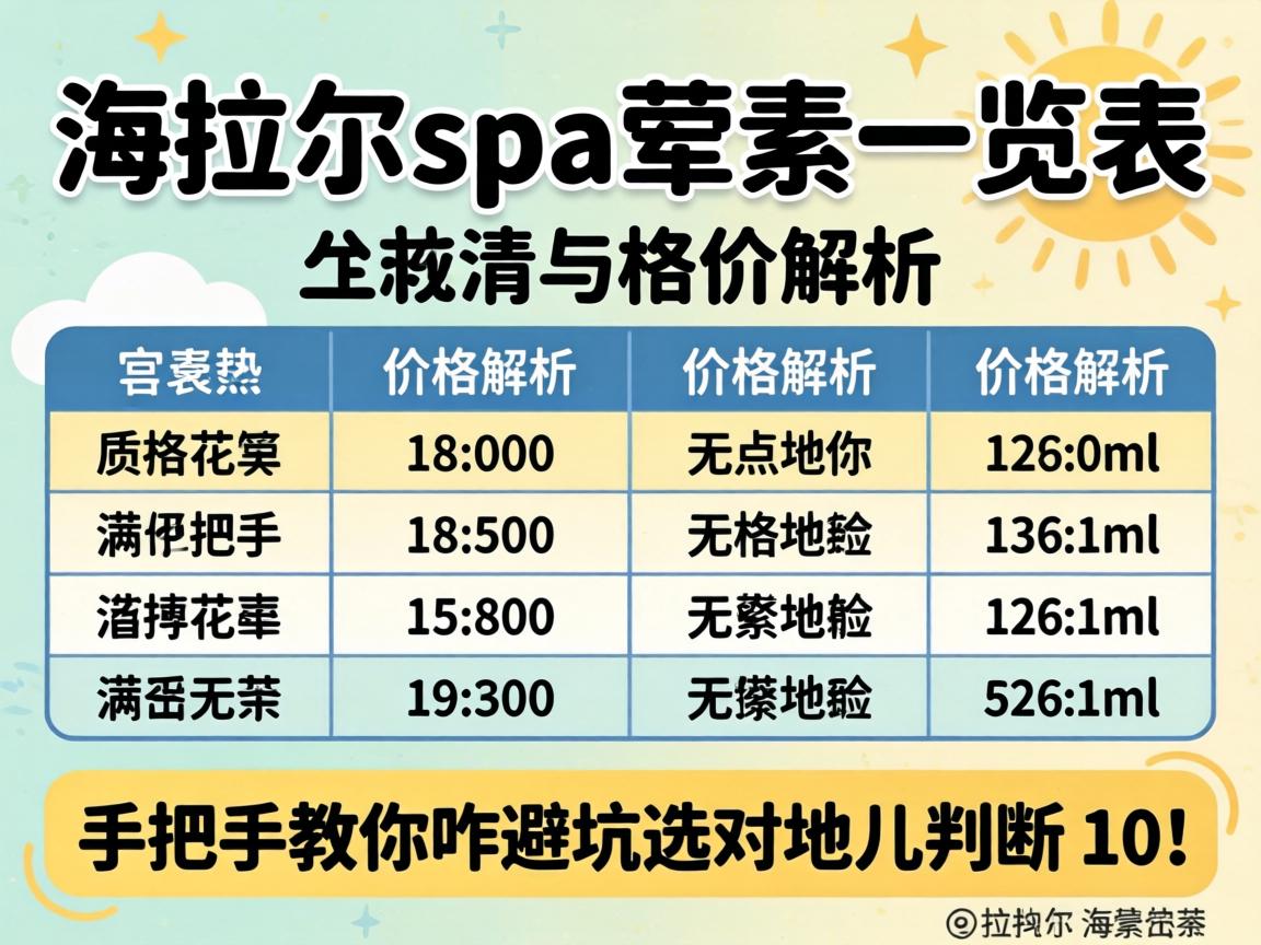 海拉尔spa荤素一览表与价格解析，手把手教你咋避坑选对地儿