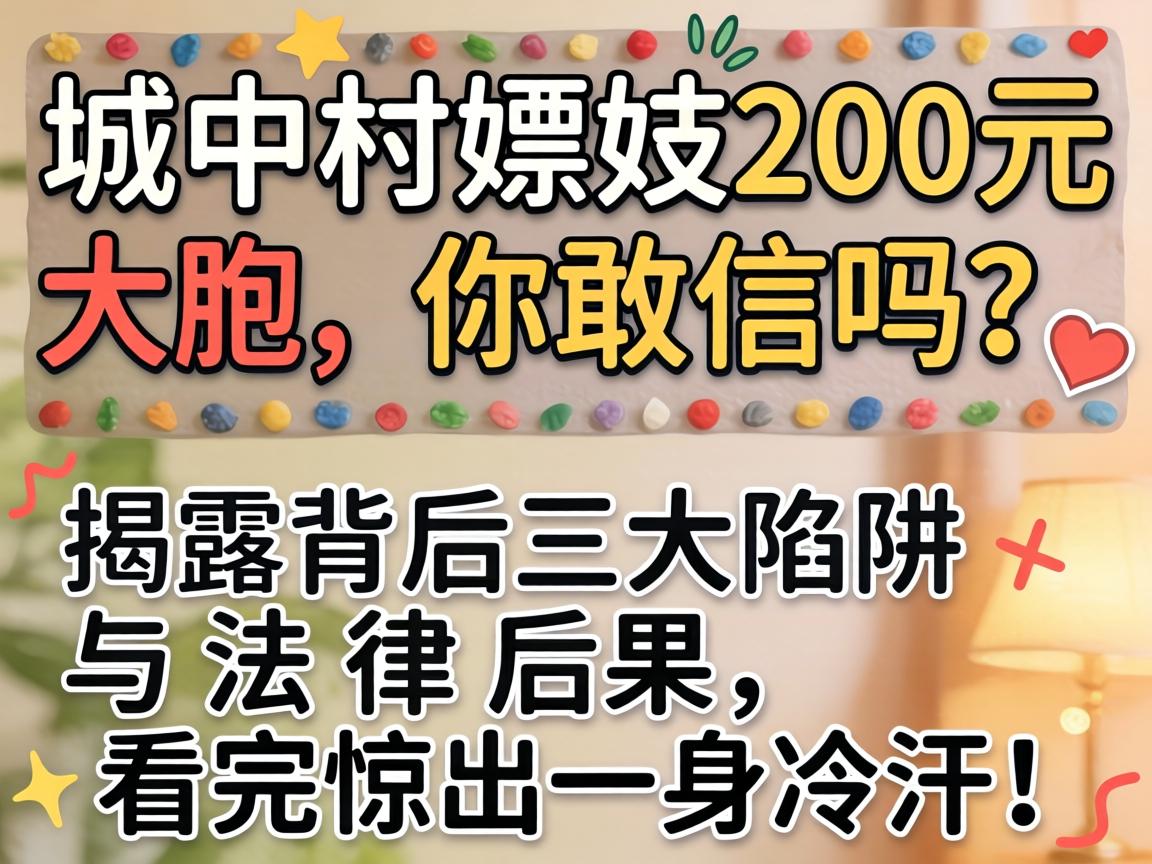 城中村嫖妓200元大胸,你敢信吗?揭露背后三大陷阱与法律后果,看完惊出一身冷汗!