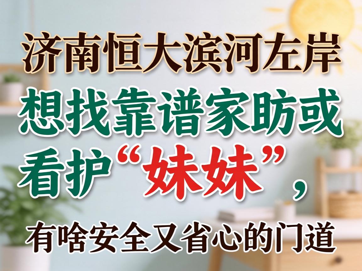 在赤峰恒大滨河左岸想找靠谱家政或护理“妹妹”，有啥安全又省心的蹊径？
