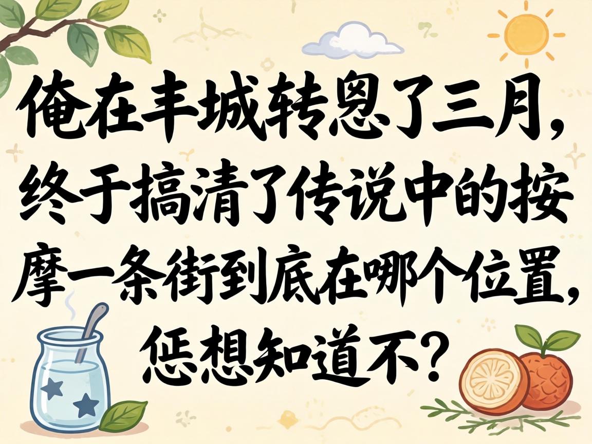 俺在丰城转悠了仨月，终于搞清了传说中的推拿一条街到底在哪个地位，恁想知路不？