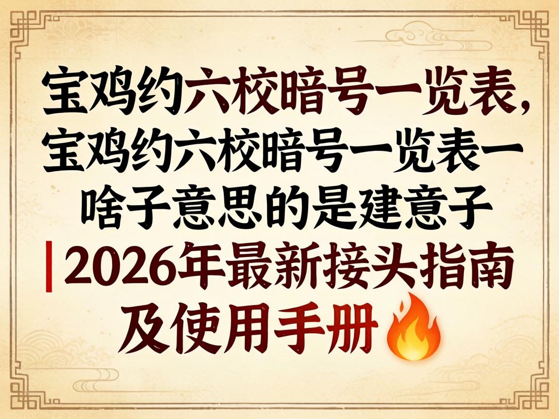 宝鸡约六校暗号一览表是啥子意思？| 2026年最新接头指南及使用手册?