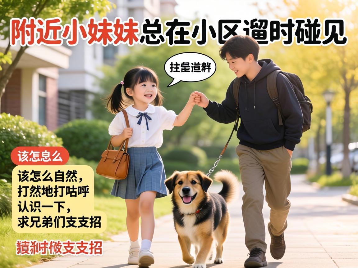 左近幼妹妹总在幼区遛狗时遇见，该怎么天然地打招呼意识一下？求兄弟们支支招！