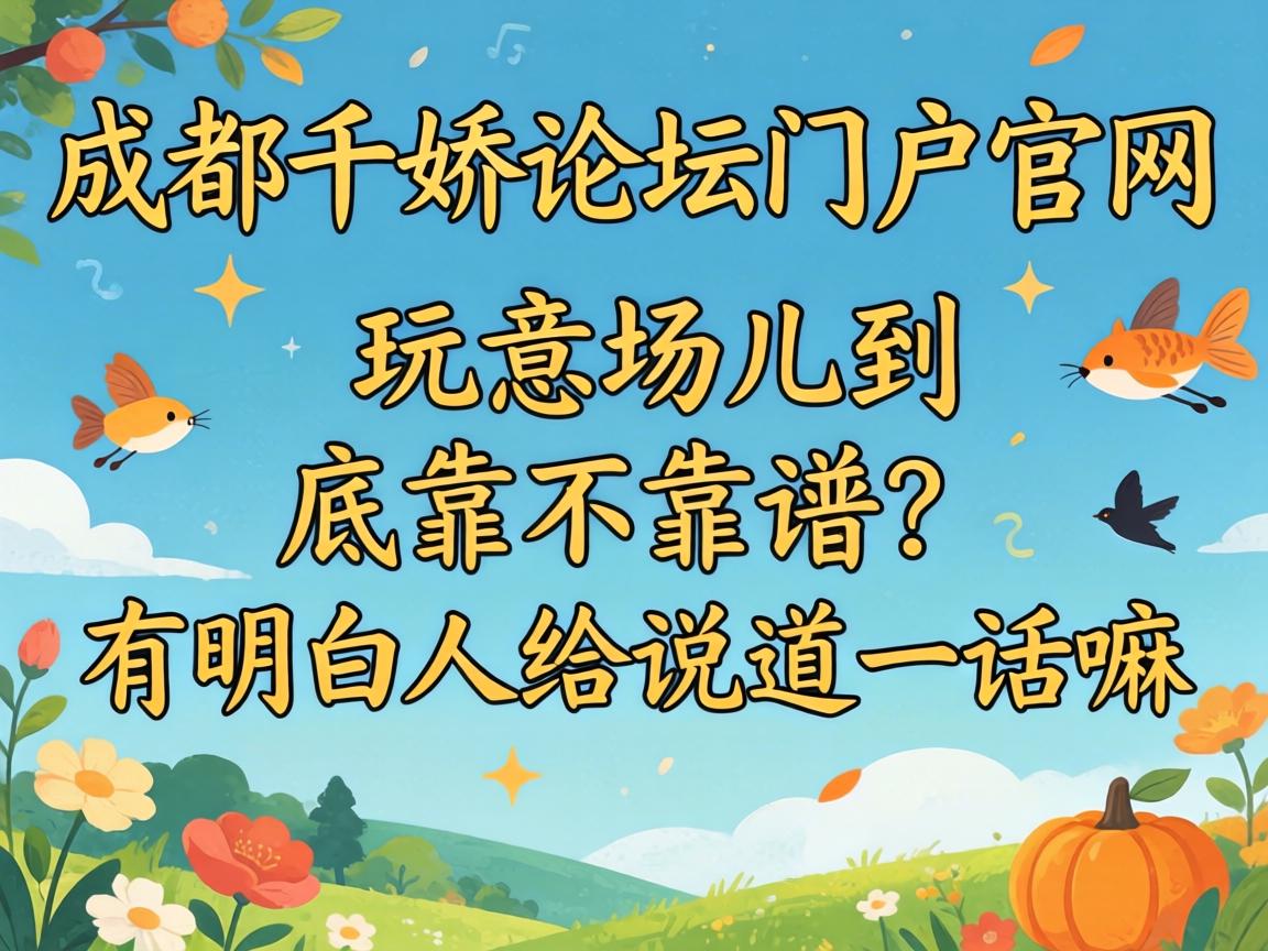 成都千娇论坛门户官网这玩意儿到底靠不靠谱？有明白人给说道说道嘛？