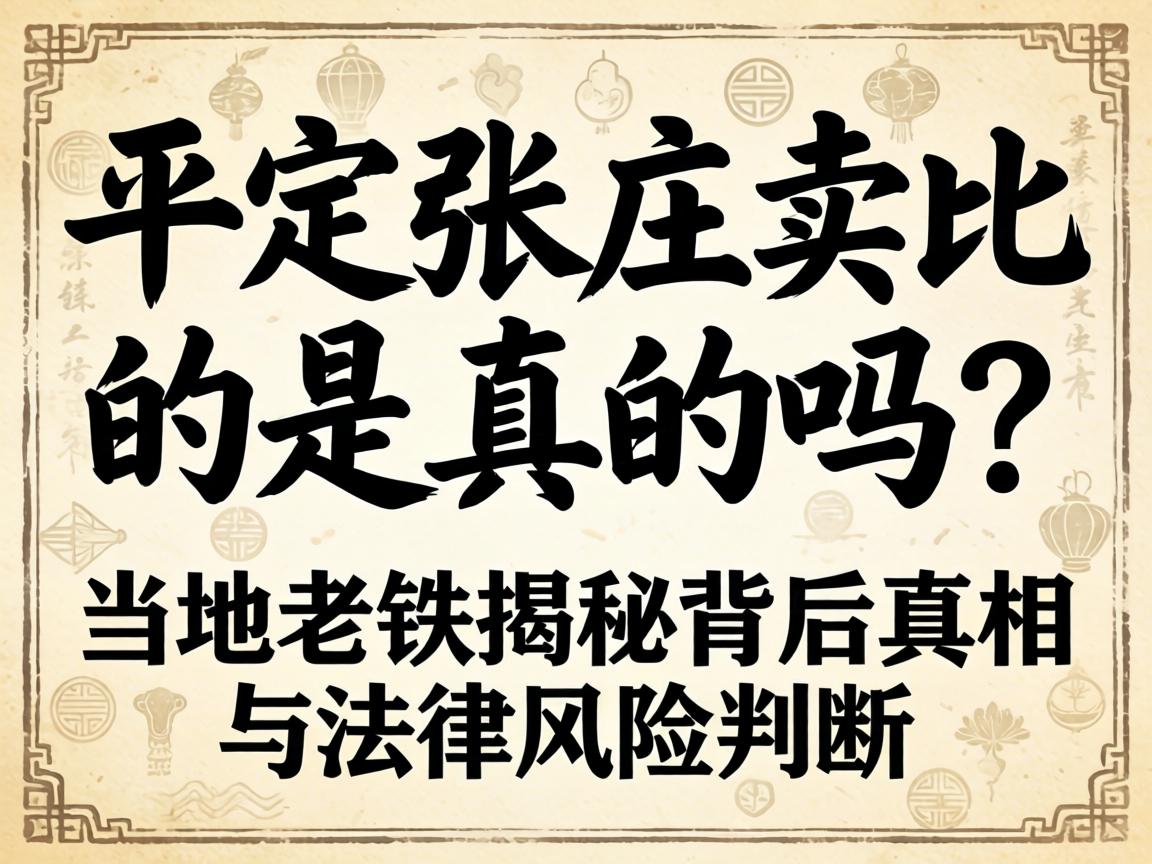 平定张庄卖比的是真的吗？当地老铁揭秘背后真相与法律风险