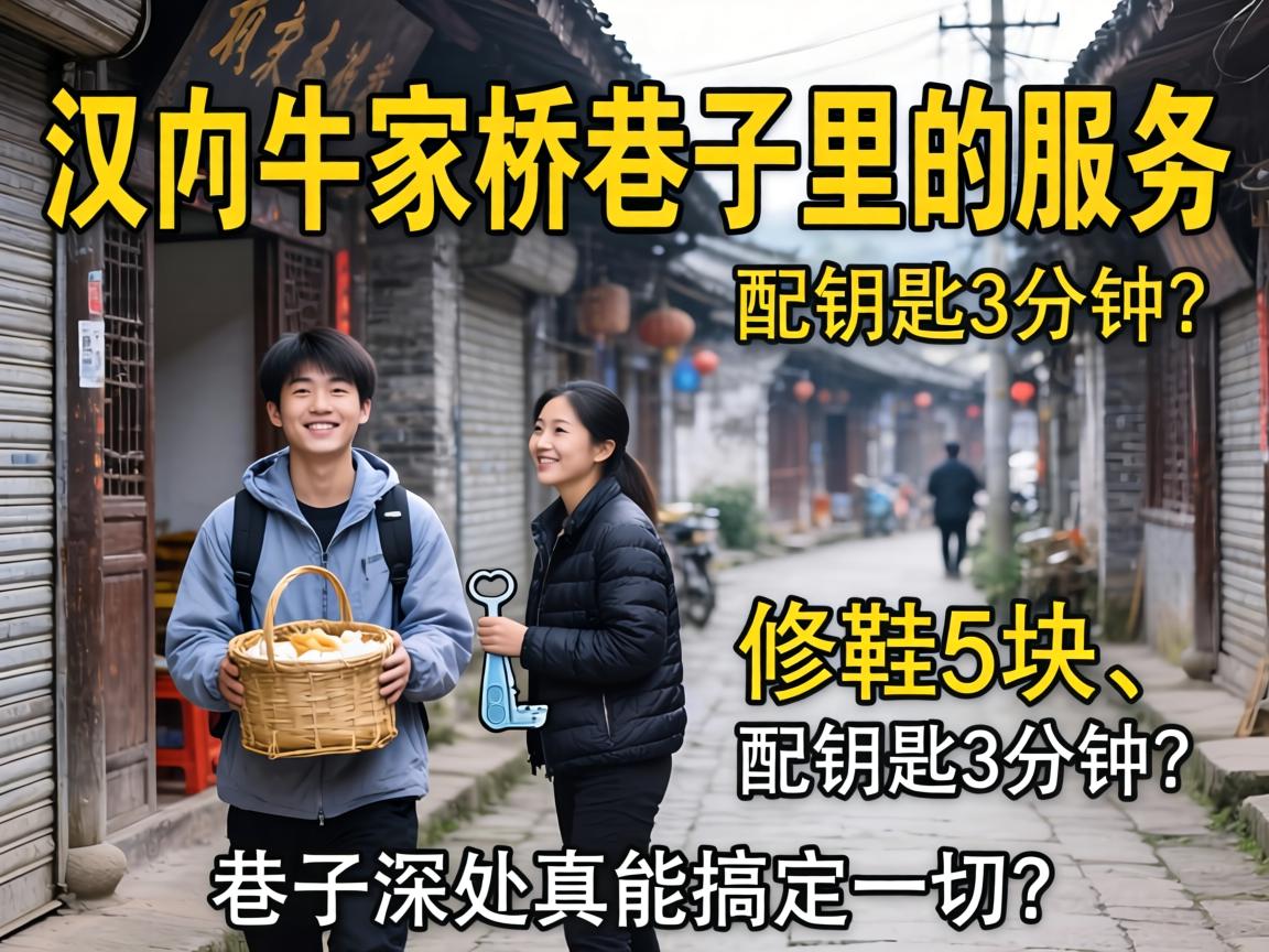 汉中牛家桥小路里的服务，建鞋5块、配钥匙3分钟？小路深处真能搞定所有？