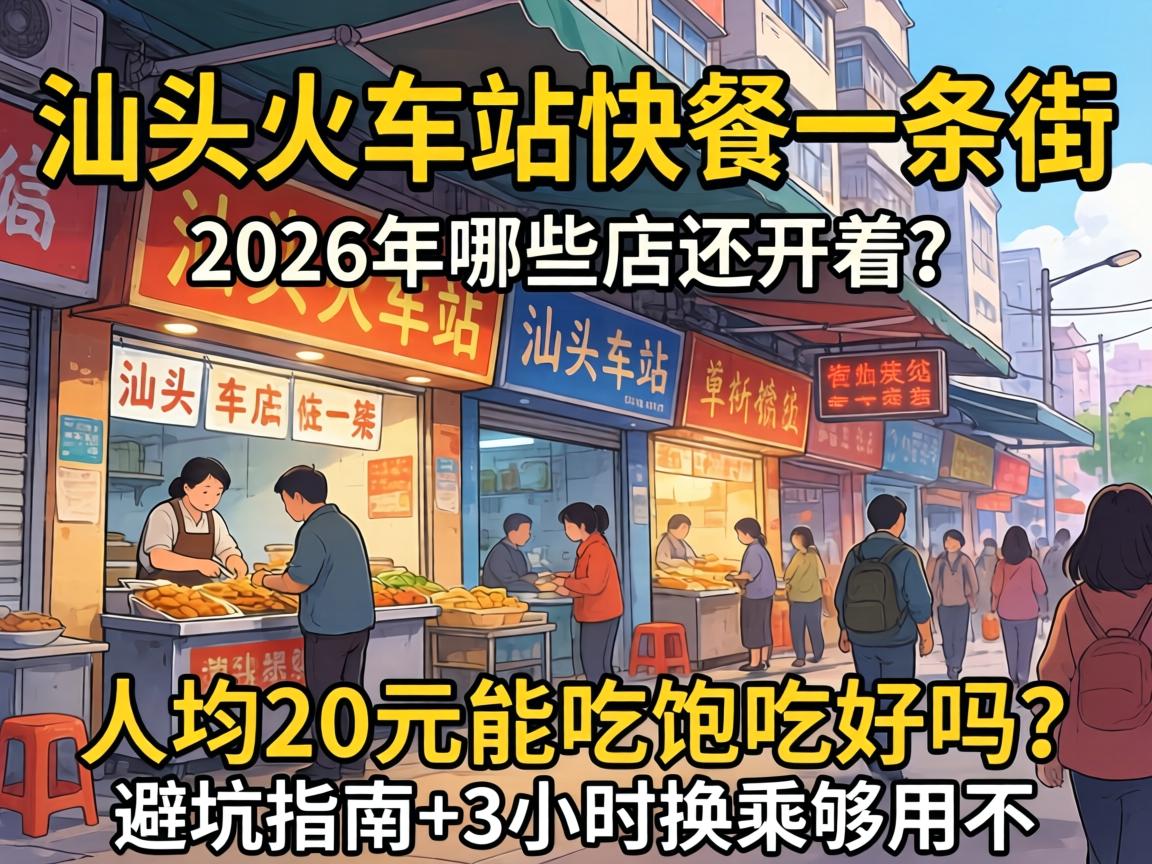 汕头火车站快餐一条街,2026年哪些店还开着？人均20元能吃饱吃好吗？避坑指南+3小时换乘够用不？