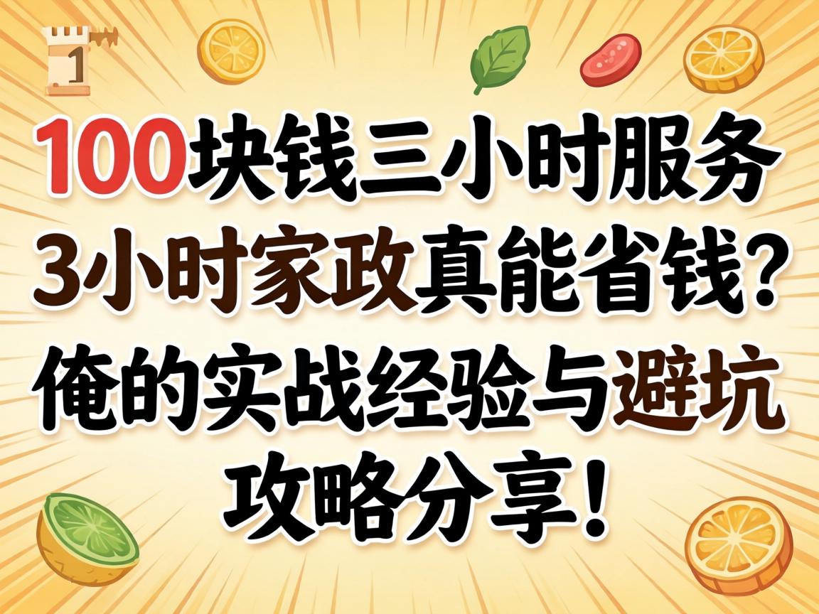 100块钱三小时服务,3小时家政真能省钱?俺的实战经验与避坑攻略分享!