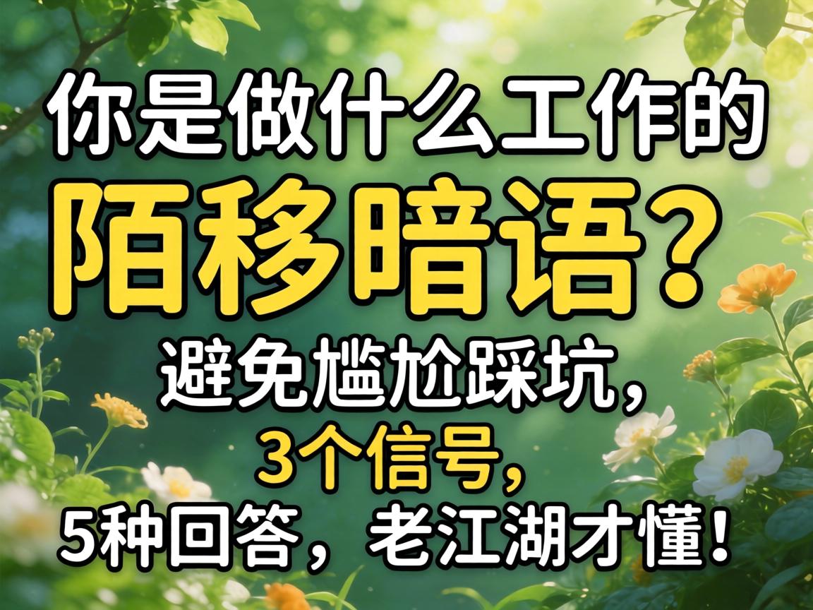 你是做什么事情的陌陌切口？？？阻止尴尬踩坑，，，，3个信号、5种回覆，，，，老江湖才懂！