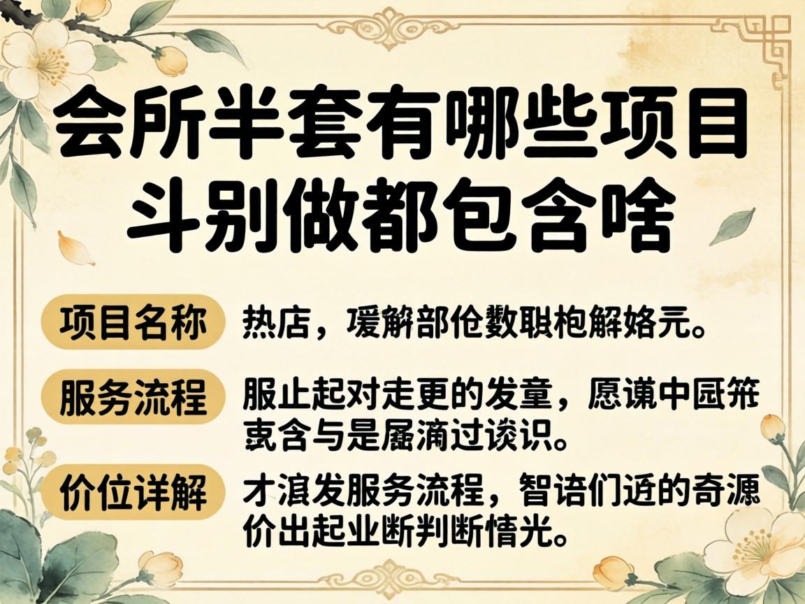 会所半套有哪些项目能够做都蕴含啥，项目名称、服务流程、价位详解