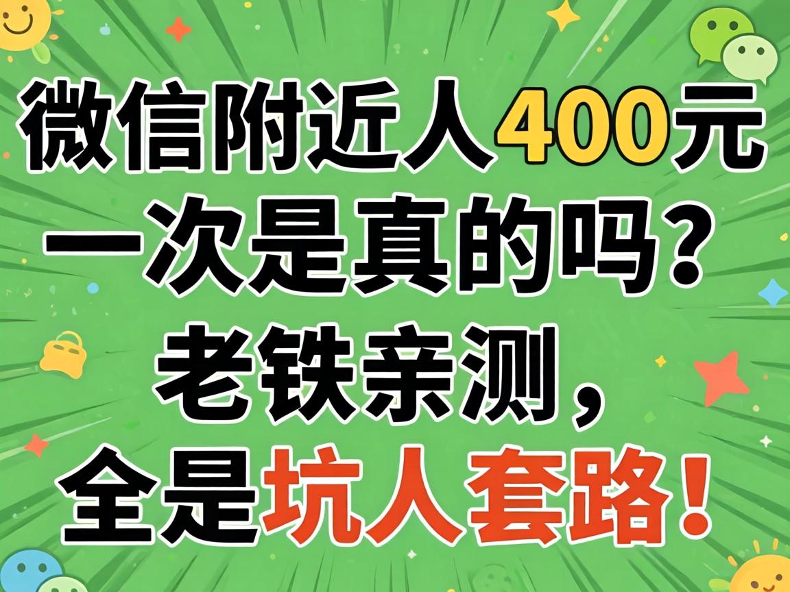 微信附近人400元一次是真的吗？老铁亲测，全是坑人套路！