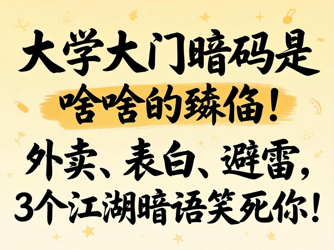 大学门口暗号是啥?外卖、表白、避雷,3个江湖暗语笑死你!