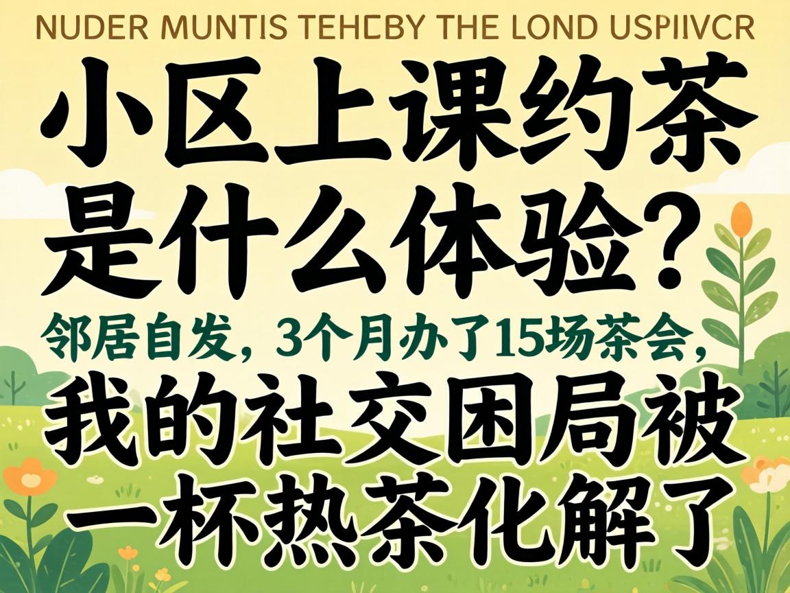 小区上课约茶是什么体验？邻居自发，3个月办了15场茶会，我的社交困局被一杯热茶化解了