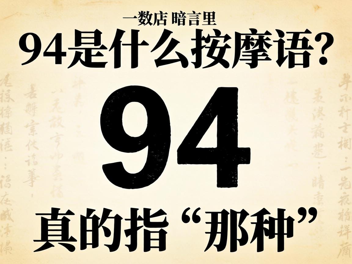 94是什么按摩术语？这数字在按摩店暗语里真的指“那种”服务吗？
