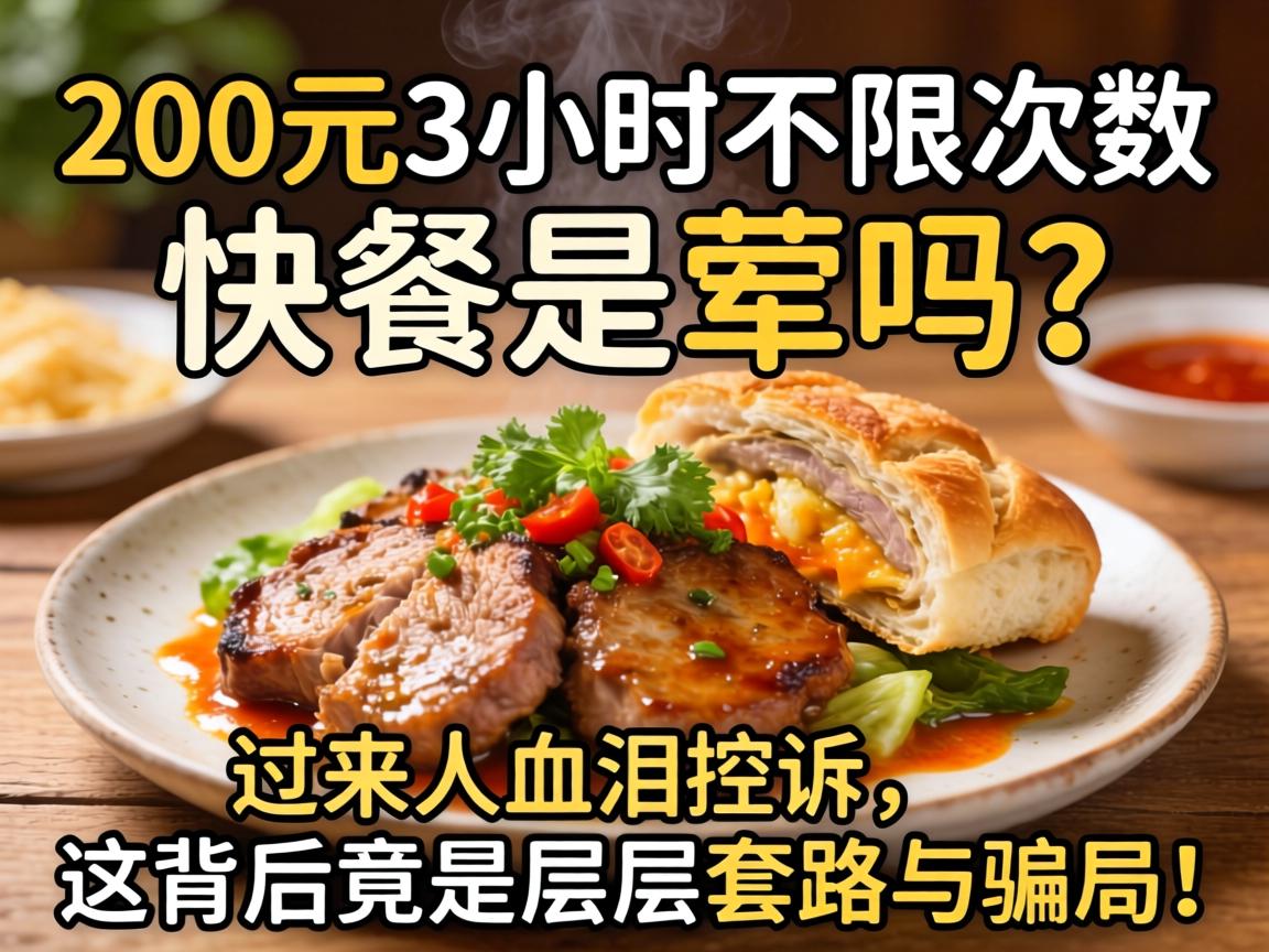200元3小时不限次数的快餐是荤吗？过来人血泪控诉，这背后竟是层层套路与骗局！