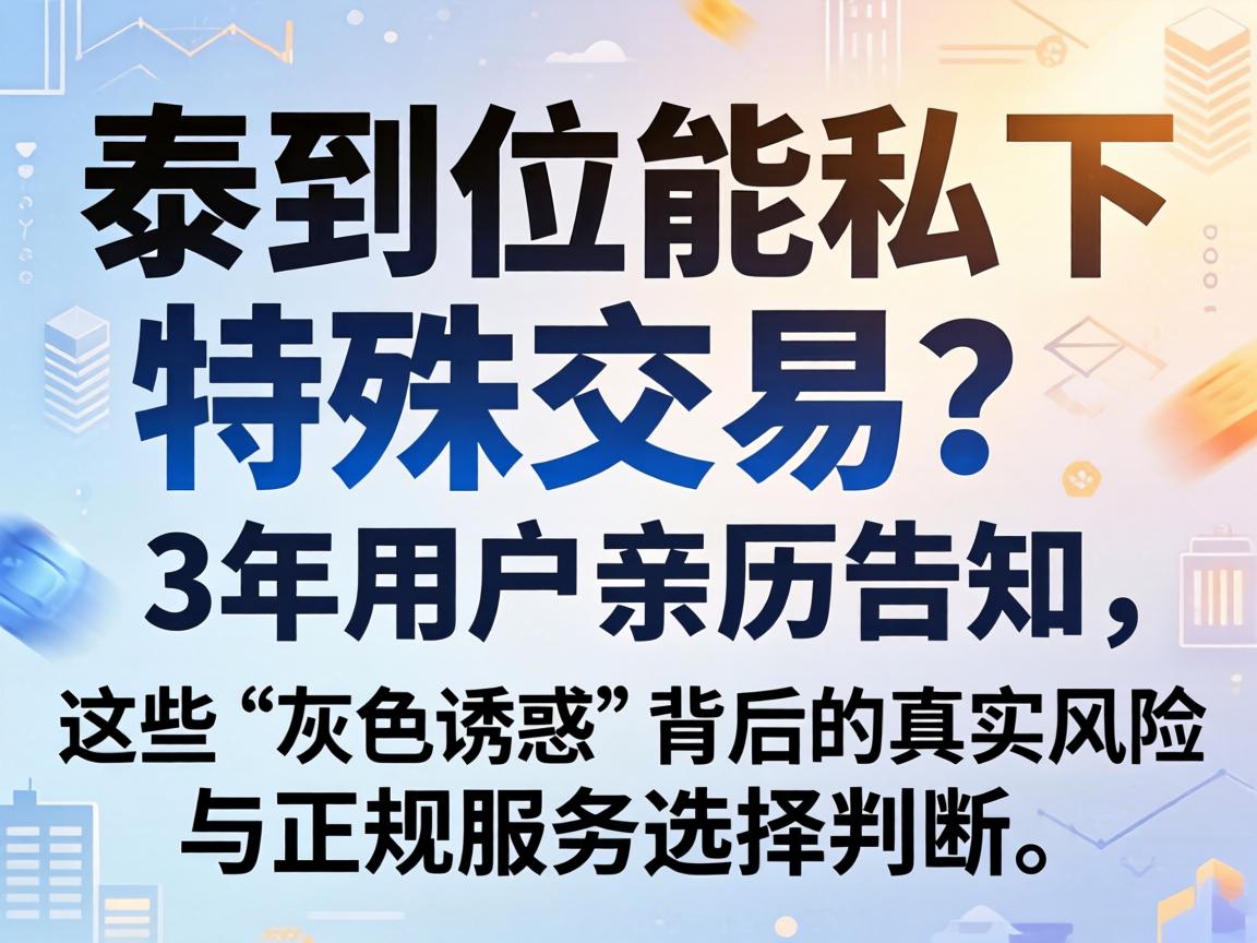 泰到位能暗里特殊买卖？3年用户亲历奉告，这些“灰色引诱”背后的真实风险与正规服务选择