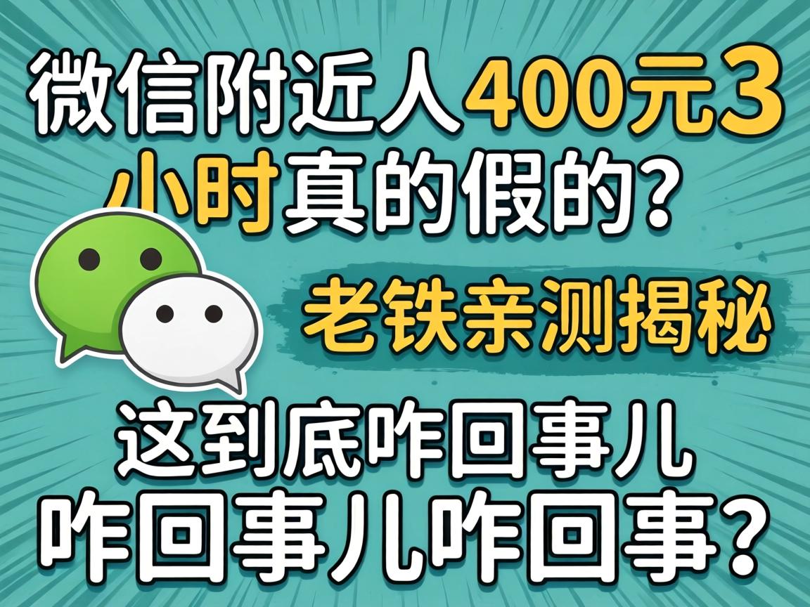 微信附近人400元3小时真的假的？老铁亲测揭秘，这到底咋回事儿咋回事儿咋回事儿