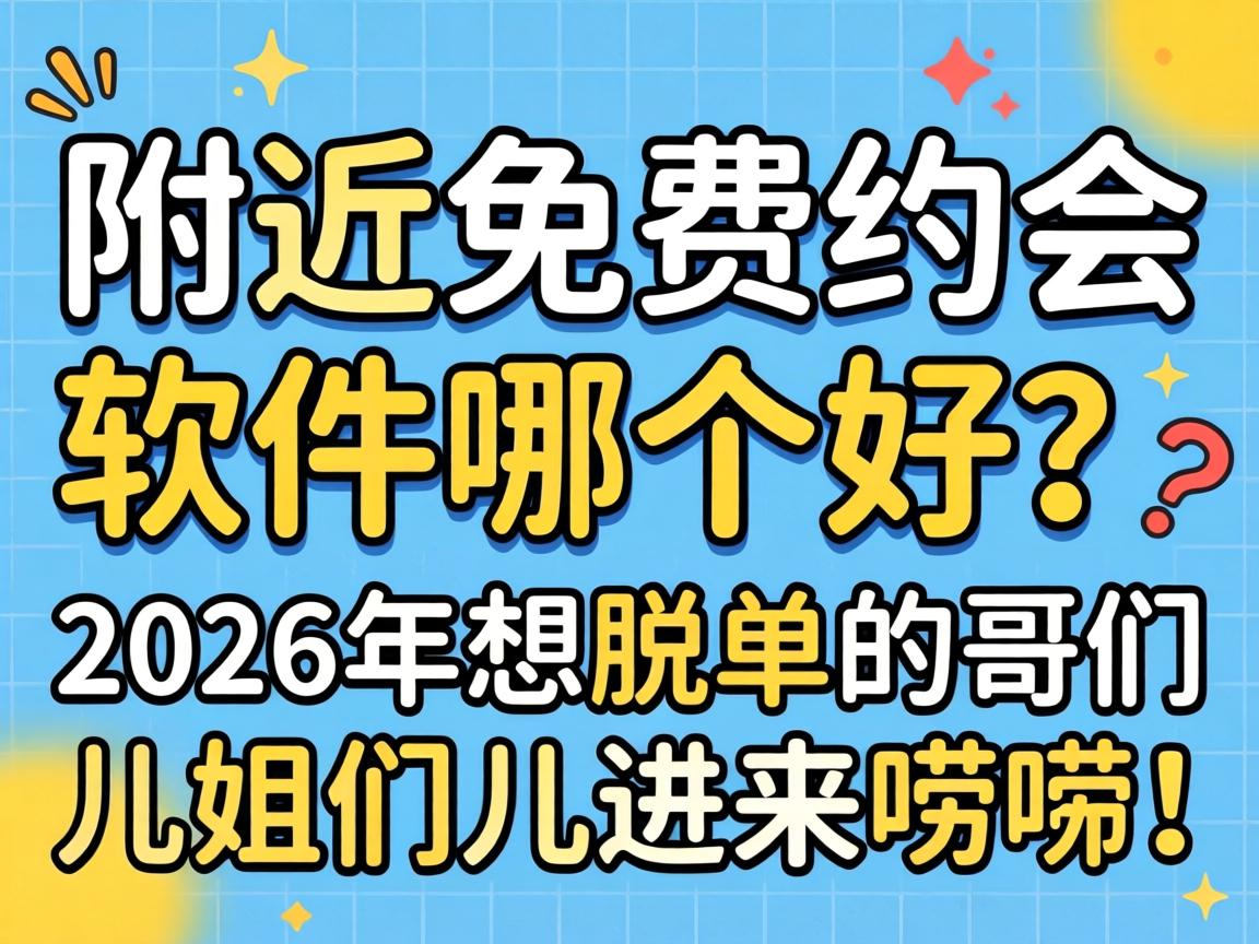 附近免费约会软件哪个好？2026年想脱单的哥们儿姐们儿进来唠唠！