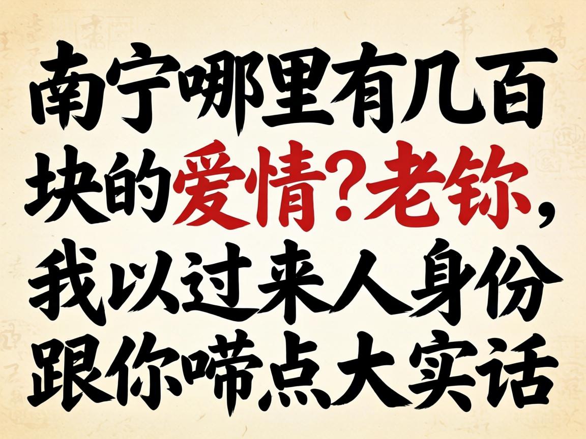 南宁哪里有几百块的爱情？老铁，我以过来人身份跟你唠点大实话
