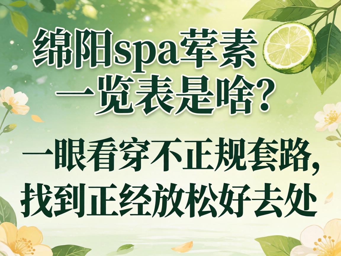 绵阳spa荤素一览表是啥？如何一眼看穿不正规套路，找到正经放松好去处？
