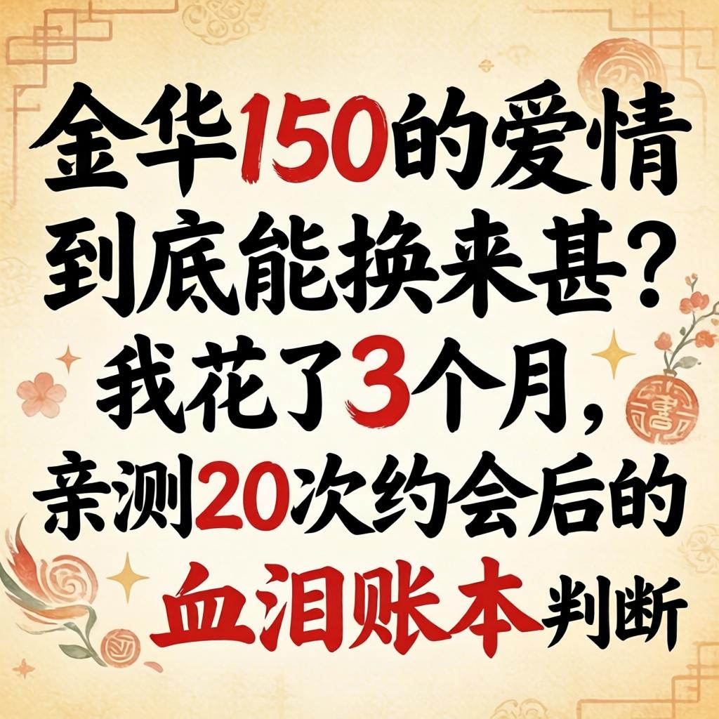 金华150的爱情，到底能换来甚？我花了3个月，亲测20次约会后的血泪账本