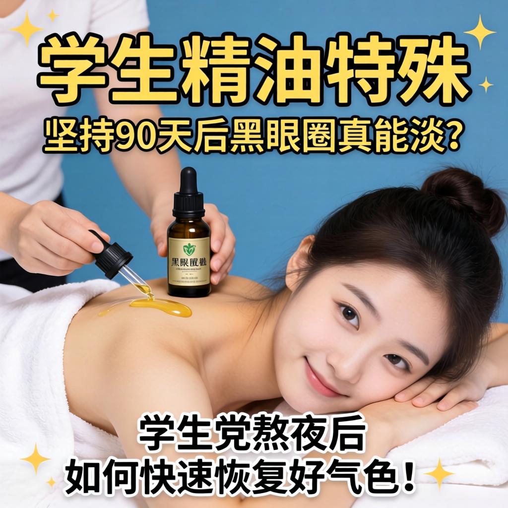 女学生精油特殊按摩，坚持90天后黑眼圈真能淡？学生党熬夜后如何快速恢复好气色！
