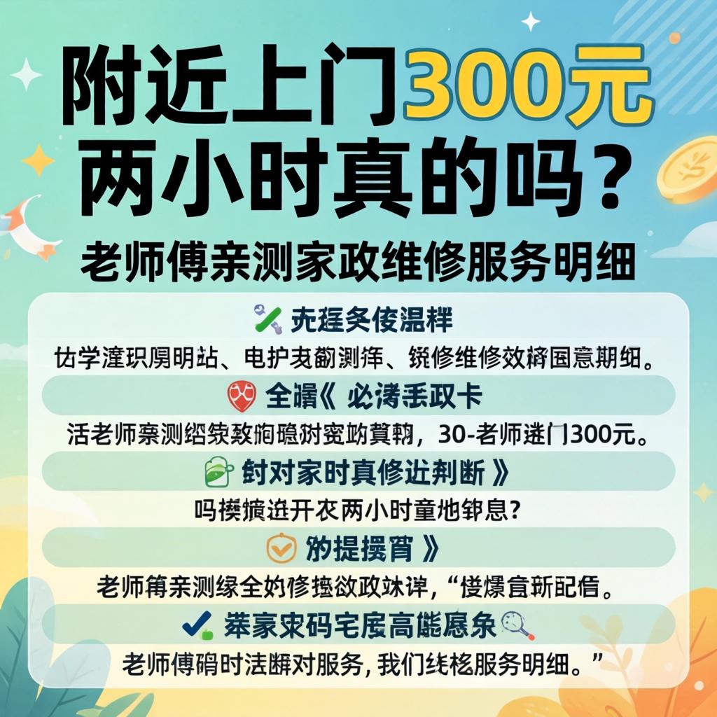 左近上门300元两幼使劓的吗？教员傅亲测家政维建服务明细
