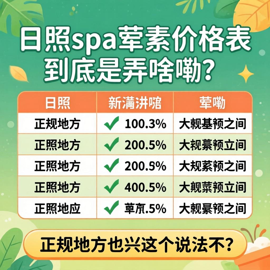 日照spa荤素价格表到底是弄啥嘞？正规地方也兴这个说法不？