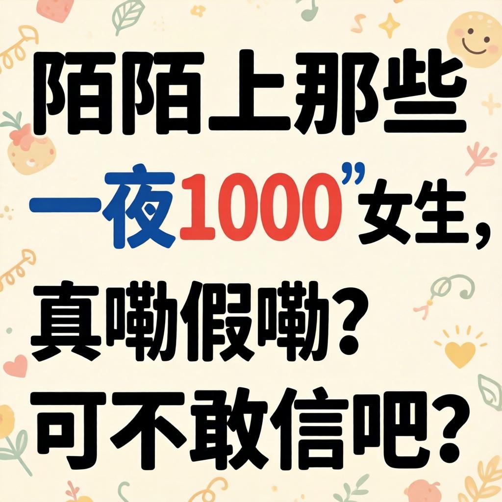 陌陌上那些“一夜1000”的女生,真嘞假嘞?可不敢信吧?