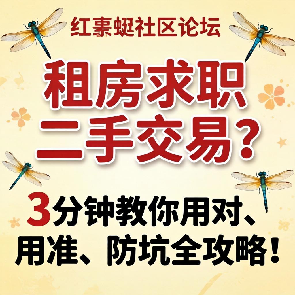 红蜻蜓社区论坛信息，租房求职二手买卖？3分钟教你用对、用准、防坑全攻略！