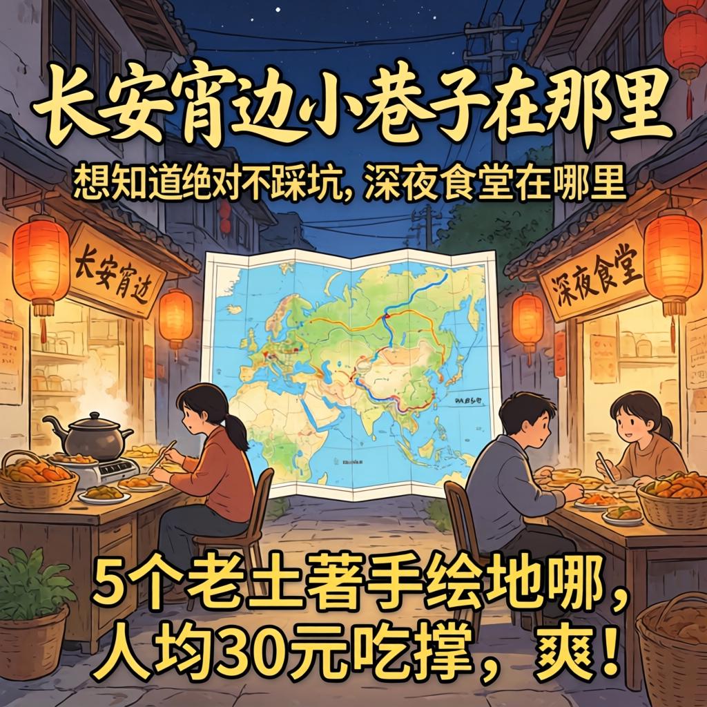 长安宵边小巷子在那里,想知道绝对不踩坑的深夜食堂在哪？？？5个老土著手绘地图，，，人均30元吃撑，，，爽！