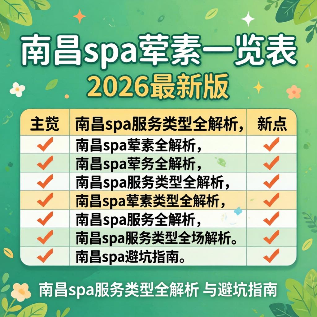 南昌spa荤素一览表2026最新版：南昌spa服务类型全解析与避坑指南