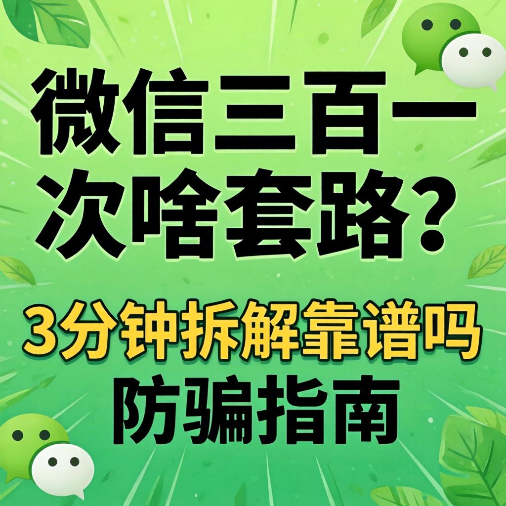 微信三百一次啥套路？3分钟拆解靠谱吗防骗指南