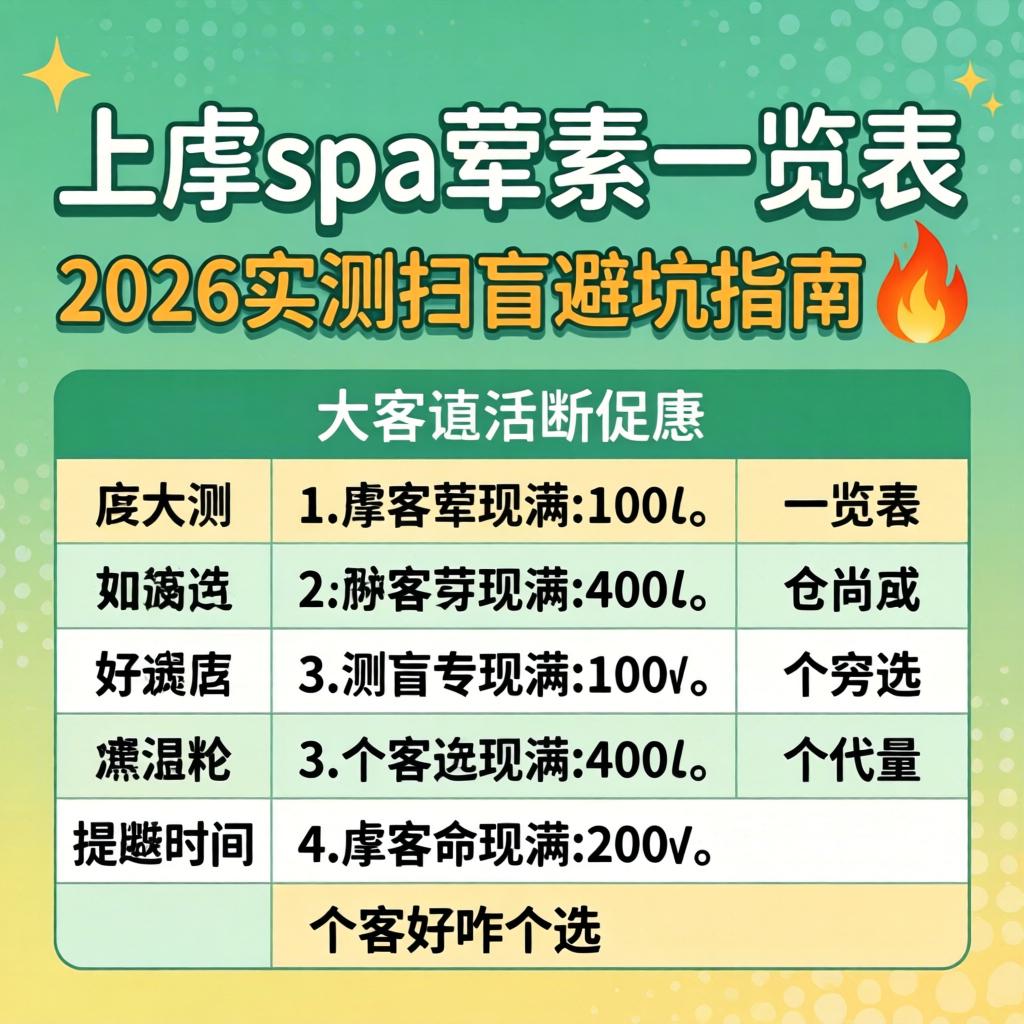 上虞spa荤素一览表 | 2026实测扫盲避坑指南?哪家好咋个选