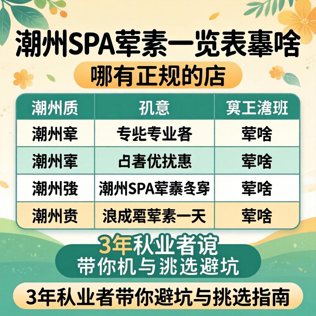 潮州SPA荤素一览表是啥？哪有正规的店？3年从业者带你避坑与挑选指南