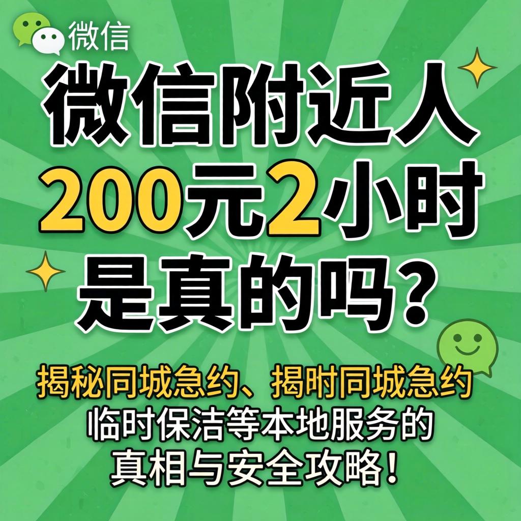微信附近人200元2小时是真的吗？揭秘同城急约、临时保洁等本地服务的真相与安全攻略！