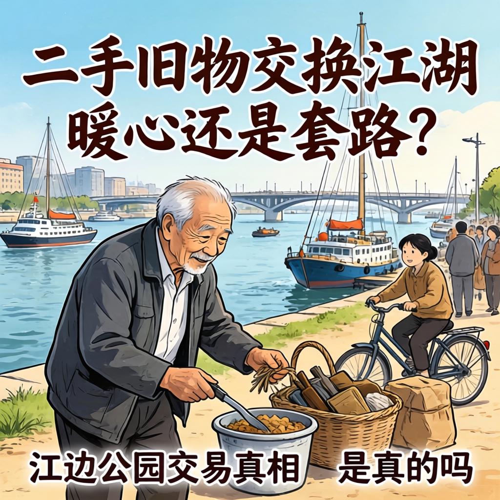 江边公园交易老人真相：二手旧物交换江湖，暖心还是套路？是真的吗