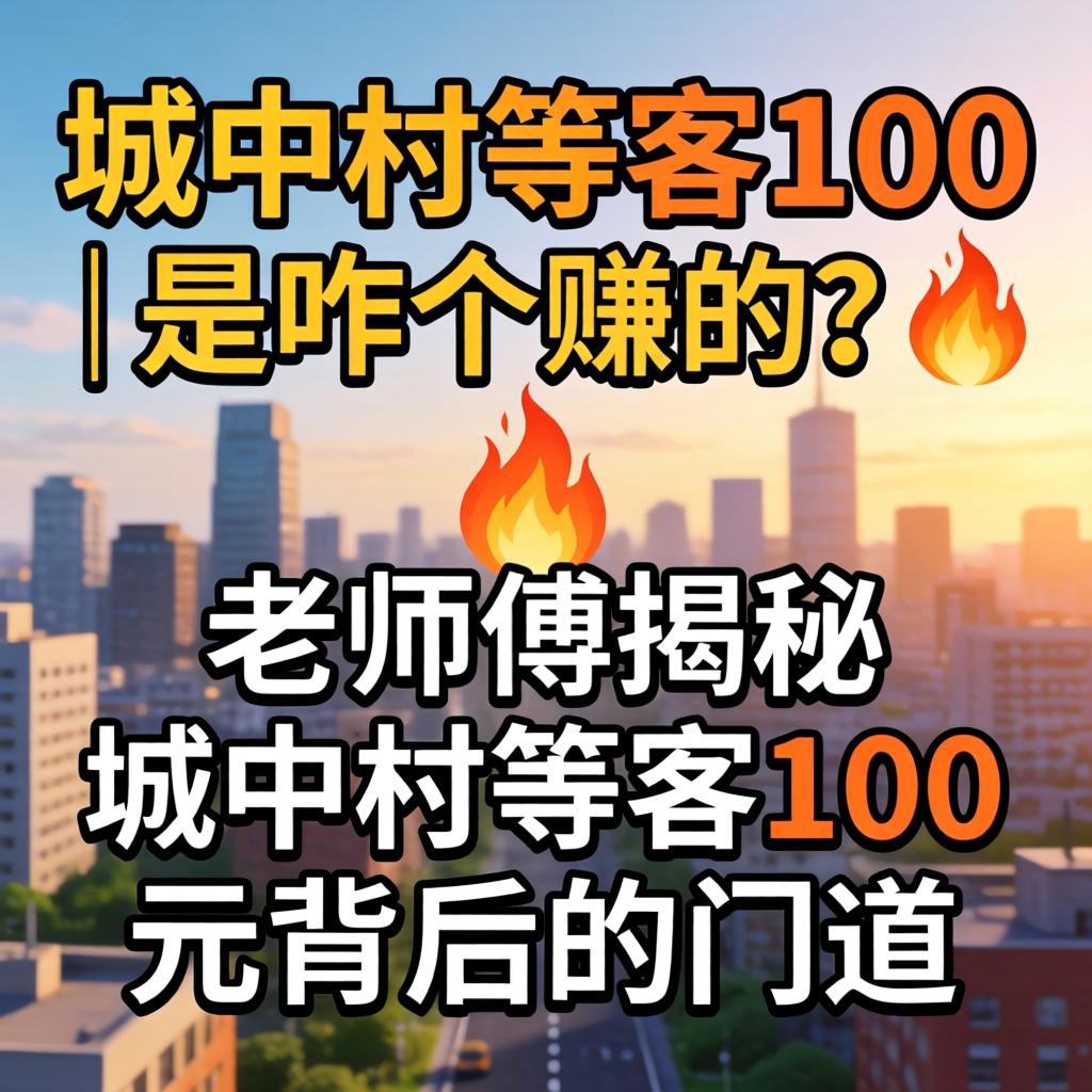 城中村等客100｜是咋个赚的？?老师傅揭秘城中村等客100元背后的门道
