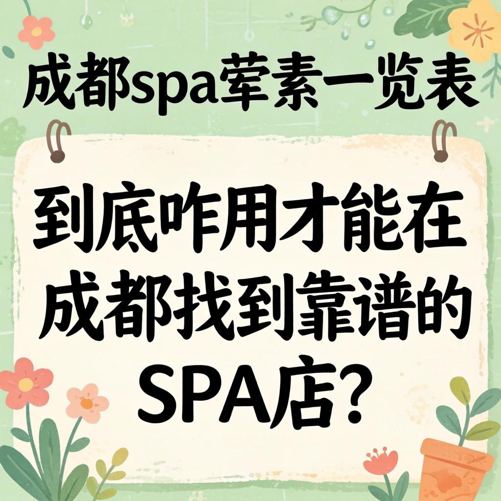 成都spa荤素一览表：到底咋用才能在成都找到靠谱的spa店？