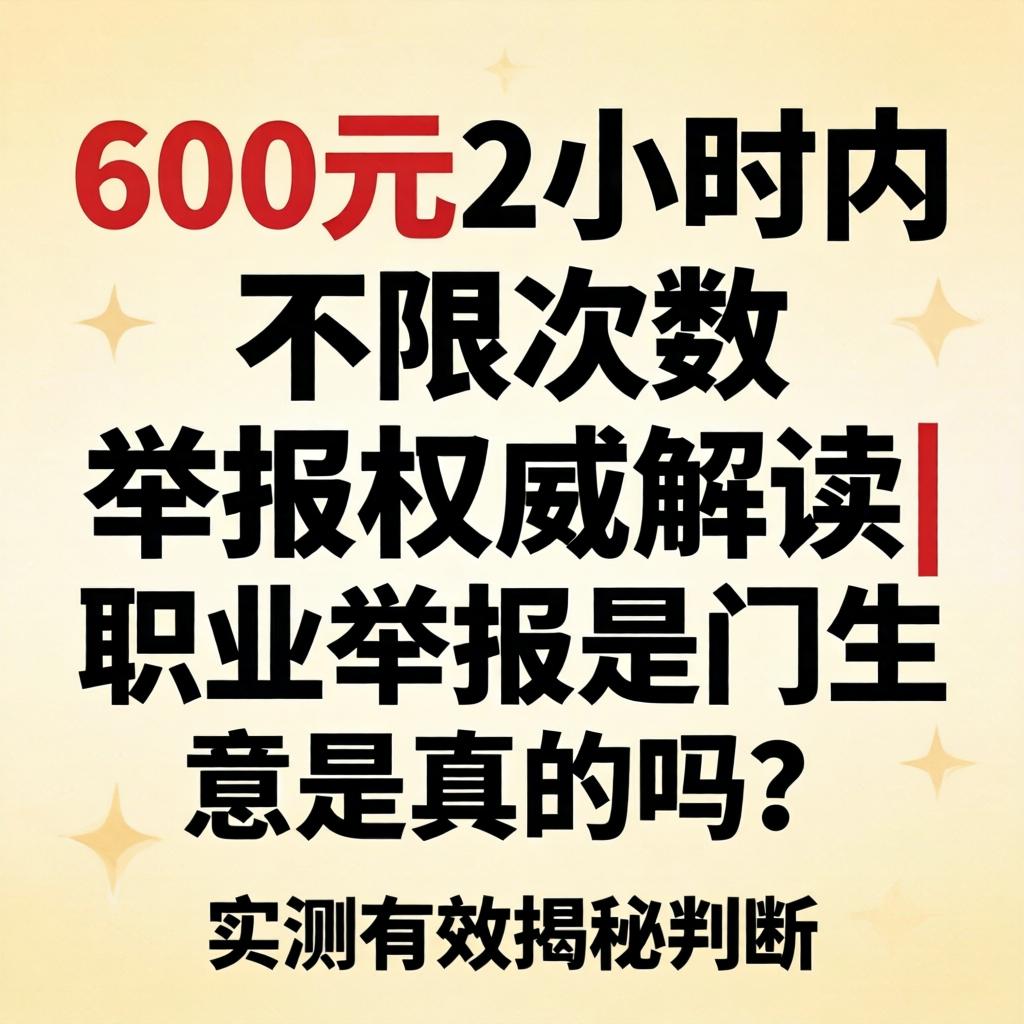 600元2小时内不限次数的举报权威解读|职业举报是门生意是真的吗？实测有效揭秘