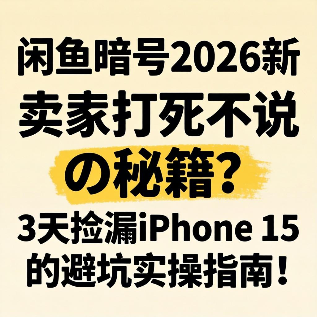 闲鱼旗号2026新，，卖家打死不说の秘笈？？？3天捡漏iPhone 15的避坑实操指南！