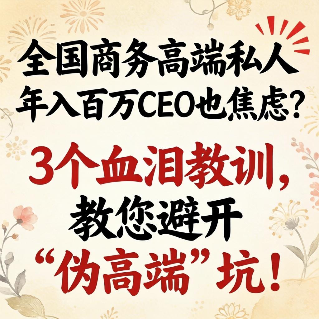 全国商务高端私人，年入百万CEO也焦虑？3个血泪教训，教您避开“伪高端”坑！