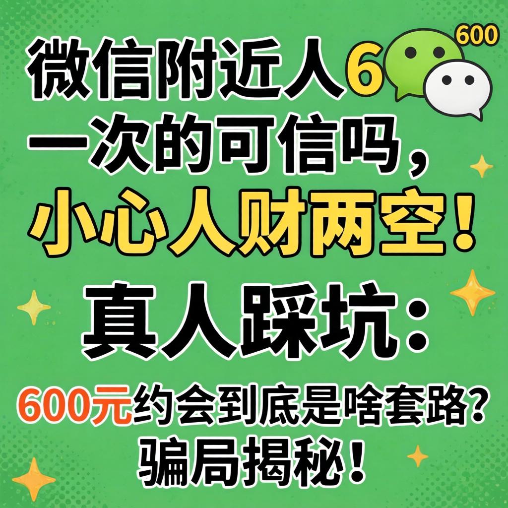 微信附近人600一次的可信吗，小心人财两空！真人踩坑：600元约会到底是啥套路？骗局揭秘！